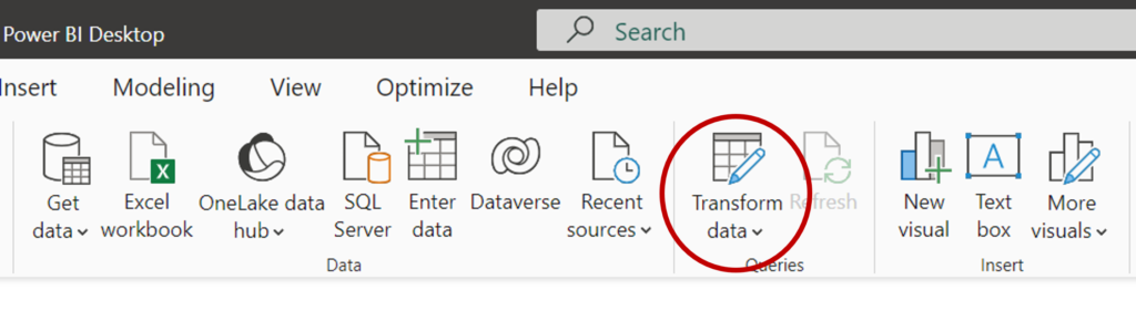 Power BI Transform Data Position