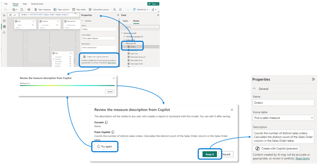 Measure descriptions with Copilot