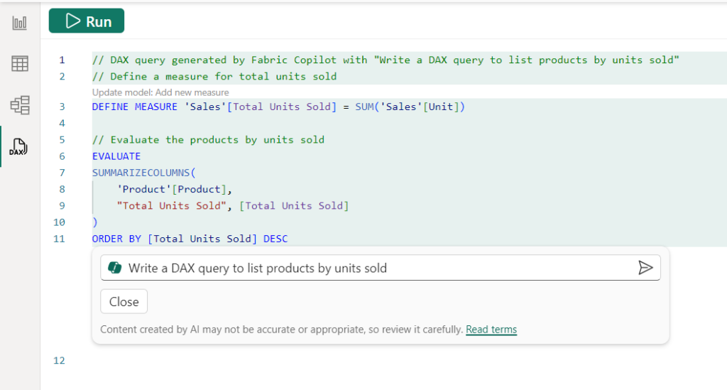 Fabric Copilot for DAX